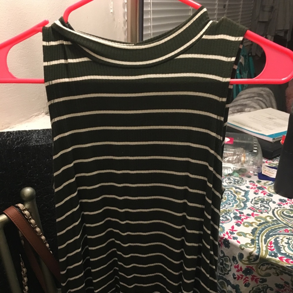 Green and white striped top